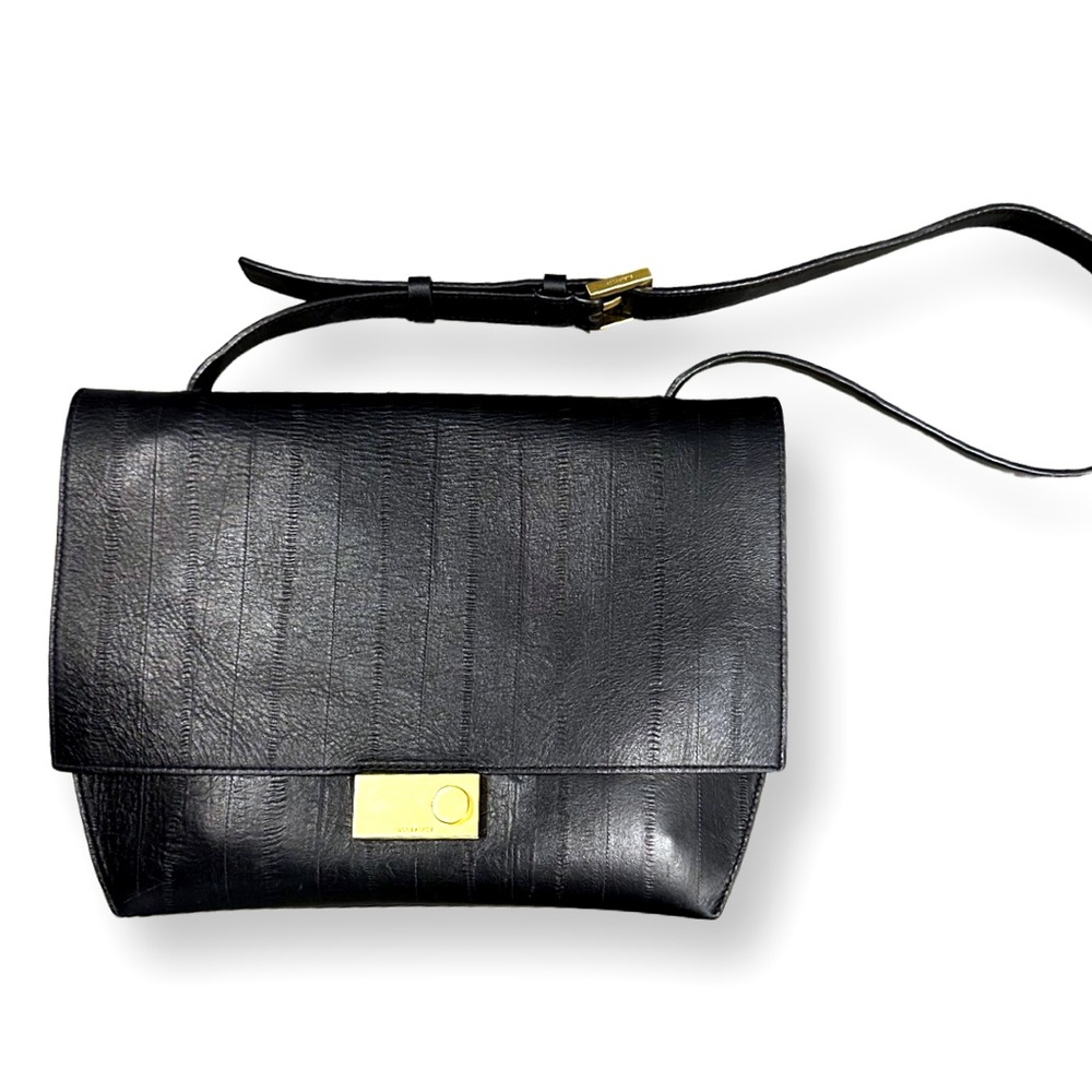 [ ALLSAINTS ] Harley Eel Embossed Leather Crossbody Bag w: luxe Clasp : …